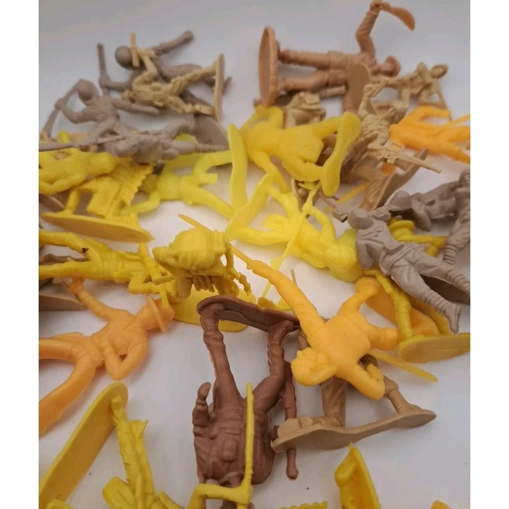 Vintage Toy Lot 1LB Plastic Cowboys, Indians, Military, Misc Figures Cake Topper